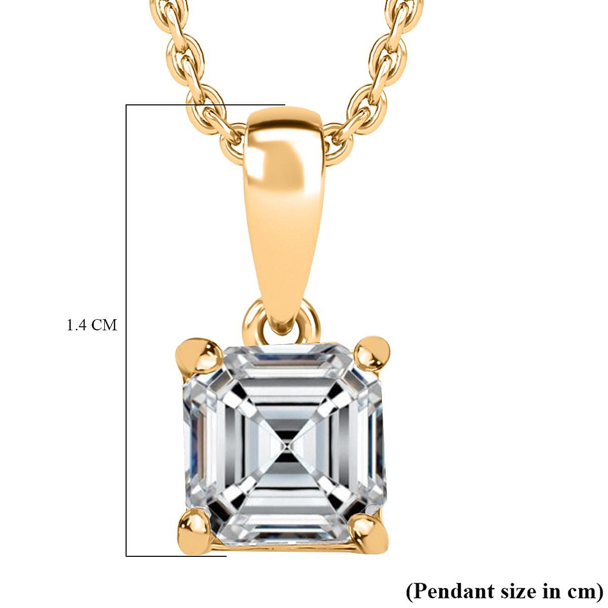 Moissanite Pendant with Chain (Size 20) in 18K YG Plating Sterling Silver  1.200  Ct.