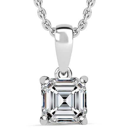 D'Joy Moissanite Pendant with Chain (Size 20) in Platinum Overlay Sterling Silver 1.20 Ct.