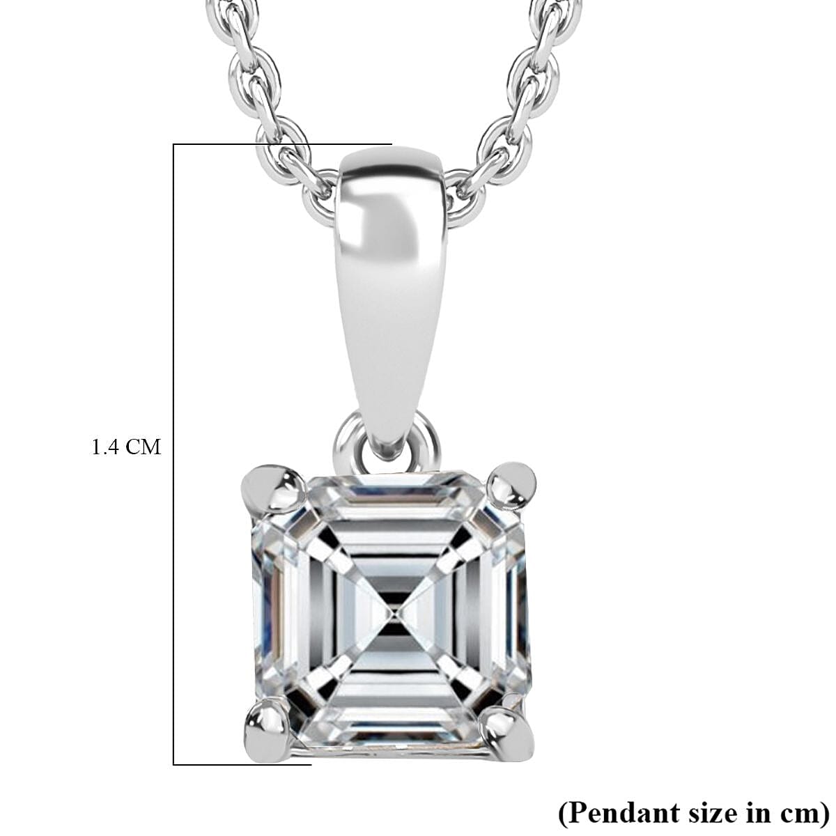 D'Joy Moissanite Pendant with Chain (Size 20) in Platinum Overlay Sterling Silver 1.20 Ct.