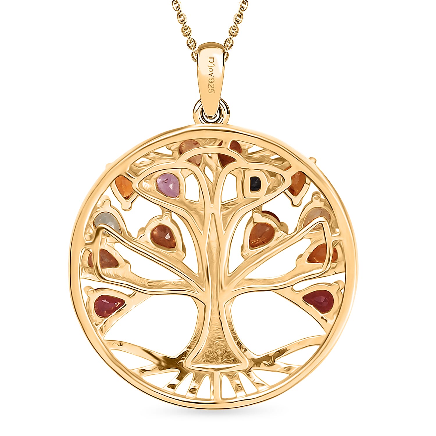 Rainbow Sapphire Pendant with Chain (Size 20) in Yellow Gold Plated Sterling Silver 2.78 Ct.
