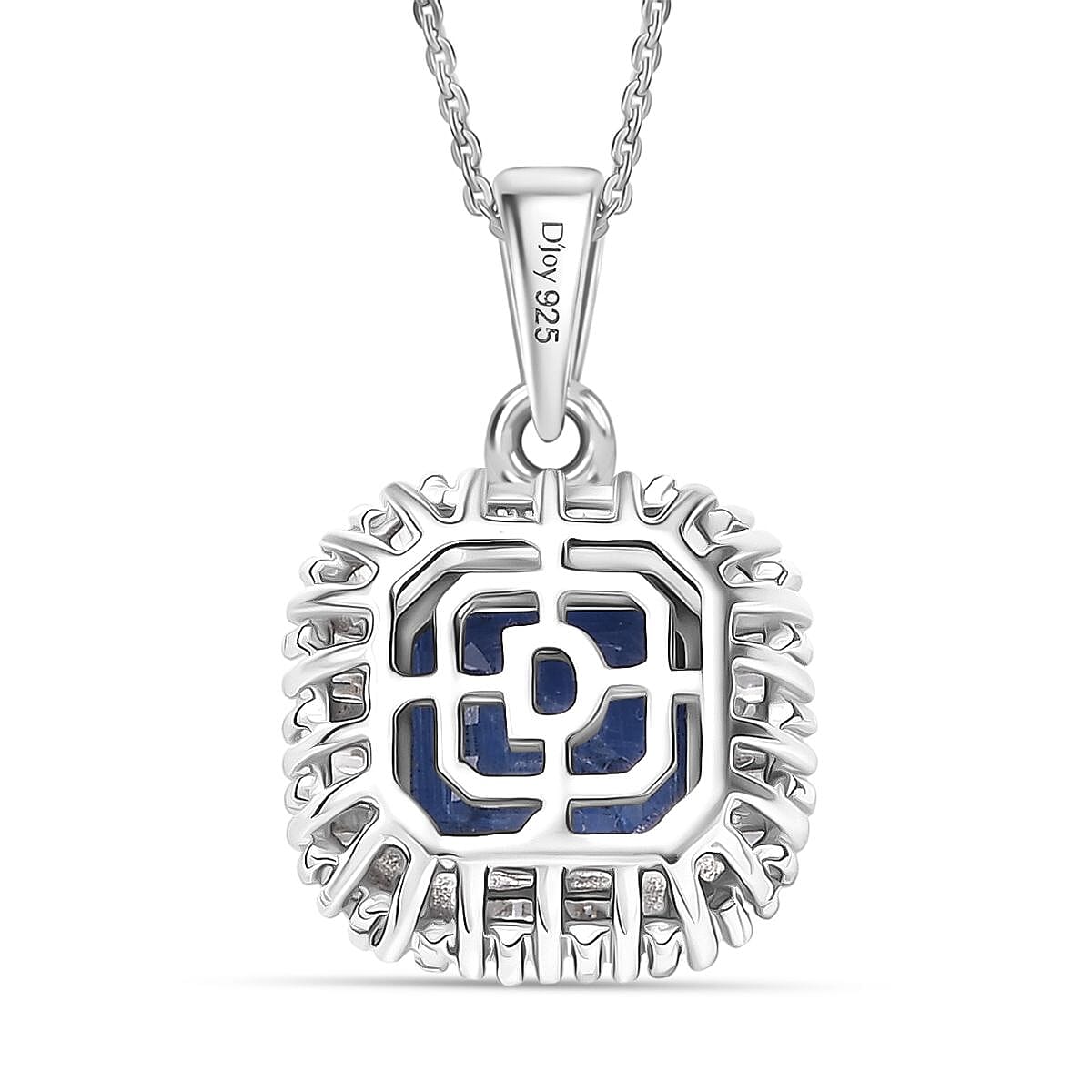 Heir to the Kashmir Sapphire - Nilamani & White Diamond Pendant with Chain (Size 20) in Rhodium Overlay Sterling 3.07 Ct.