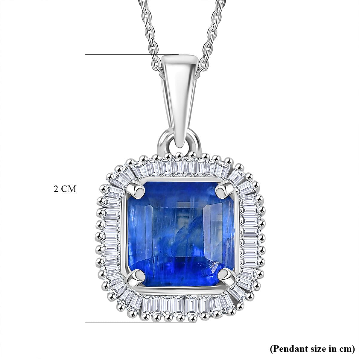 Heir to the Kashmir Sapphire - Nilamani & White Diamond Pendant with Chain (Size 20) in Rhodium Overlay Sterling 3.07 Ct.