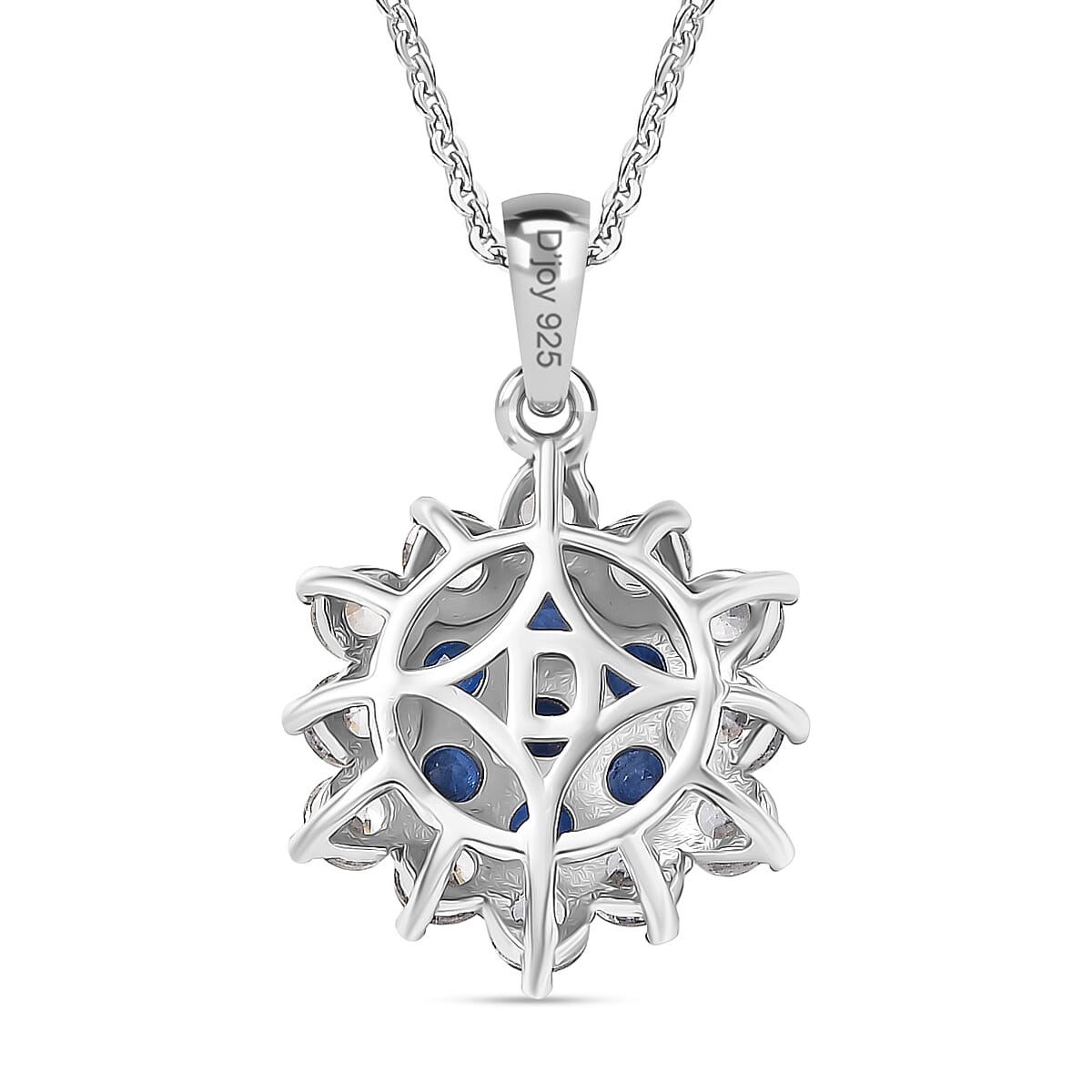 D'Joy Kashmir Kyanite & White Zircon Pendant with Chain (Size 20) in Platinum Overlay Sterling Silver 3.11 Ct.