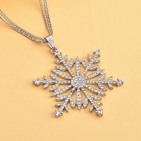 Austrian White Crystal Pendant with Chain (Size 28)