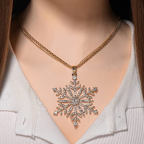 Austrian White Crystal Pendant with Chain (Size 28)