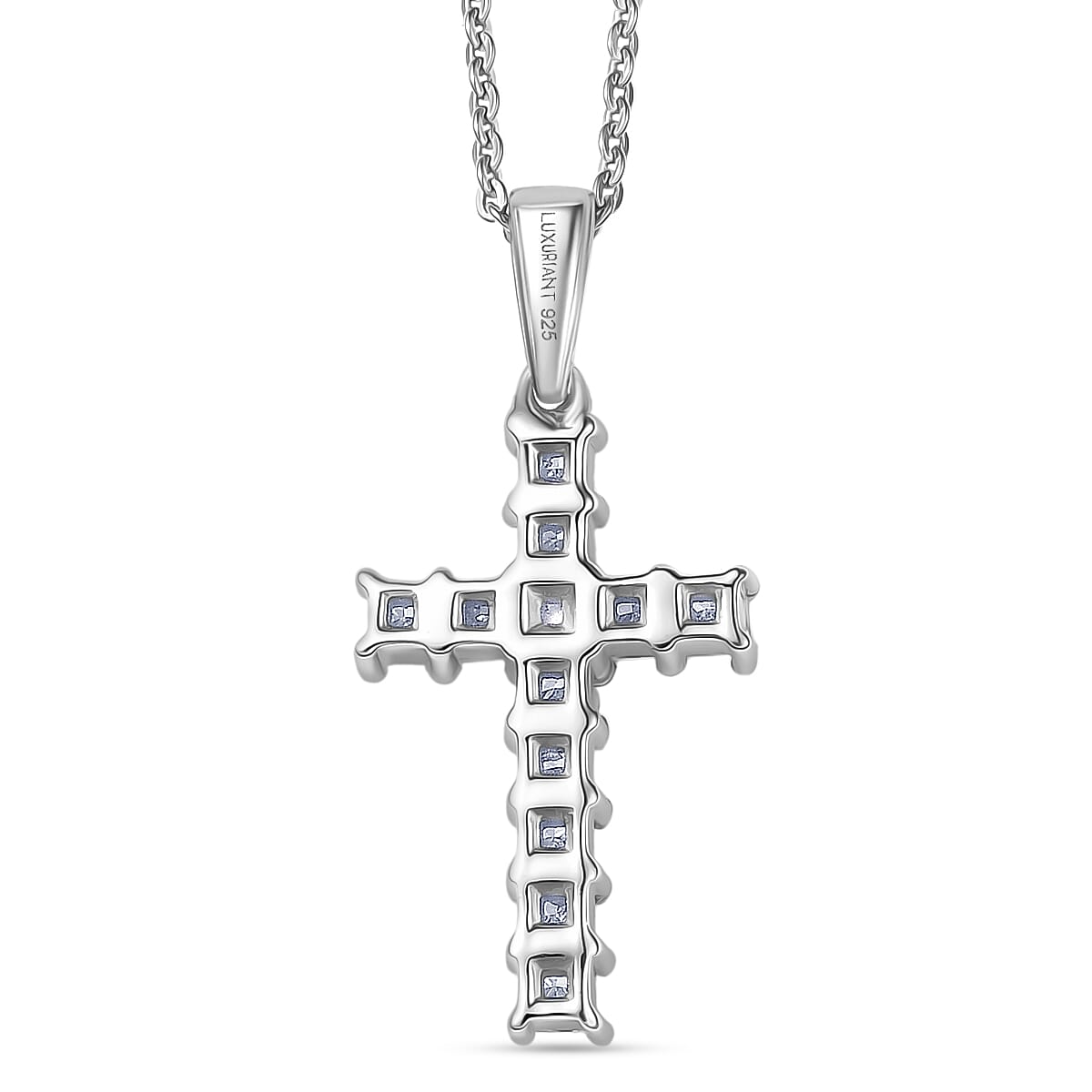 Luxuriant Lab Grown Diamond (VS-EF) Pendant with Chain (Size 20) in Rhodium Overlay Sterling Silver 0.58 Ct.