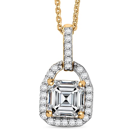 Moissanite Pendant with Chain (Size 20) in 18K Yellow Gold Plated Sterling Silver 1.31 Ct.