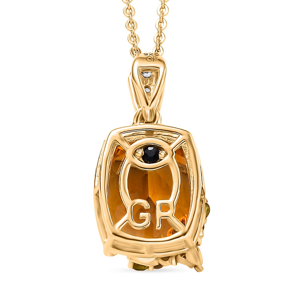 Italian Garden Collection - Citrine & Multi Gemstones Pendant with Chain (Size 20) in 18K Vermeil Yellow Gold Plated Sterling Silver 3.89 Ct.