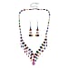 2 Piece Set - Austrian Multi Color Crystal Necklace (Size - 16-2 Inch) & Dangling Earring in Silver Plated