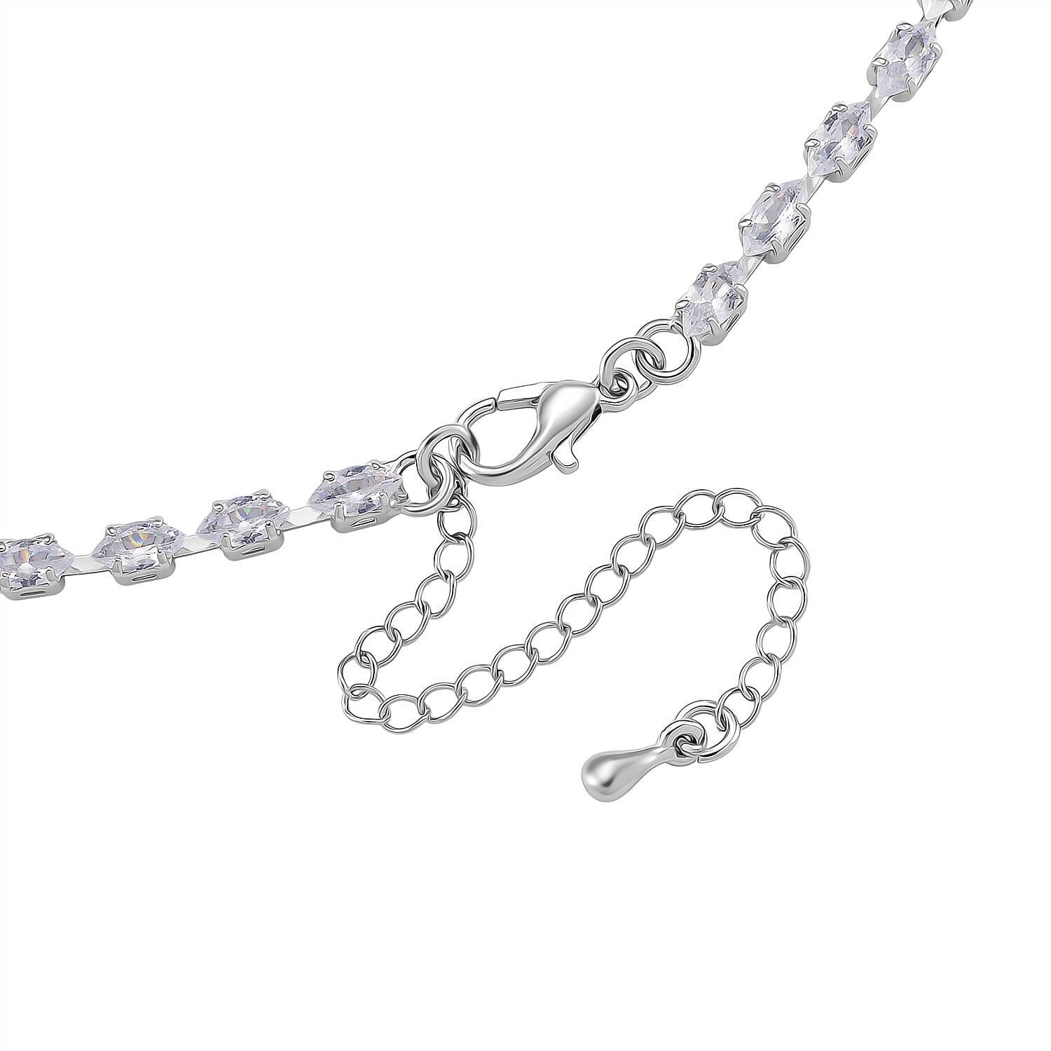 2 Piece Set - Austrian White Crystal & Austrian Multi Color Crystal Necklace (Size - 18-2 Inch Ext) & Dangling Earring in White Gold Plated