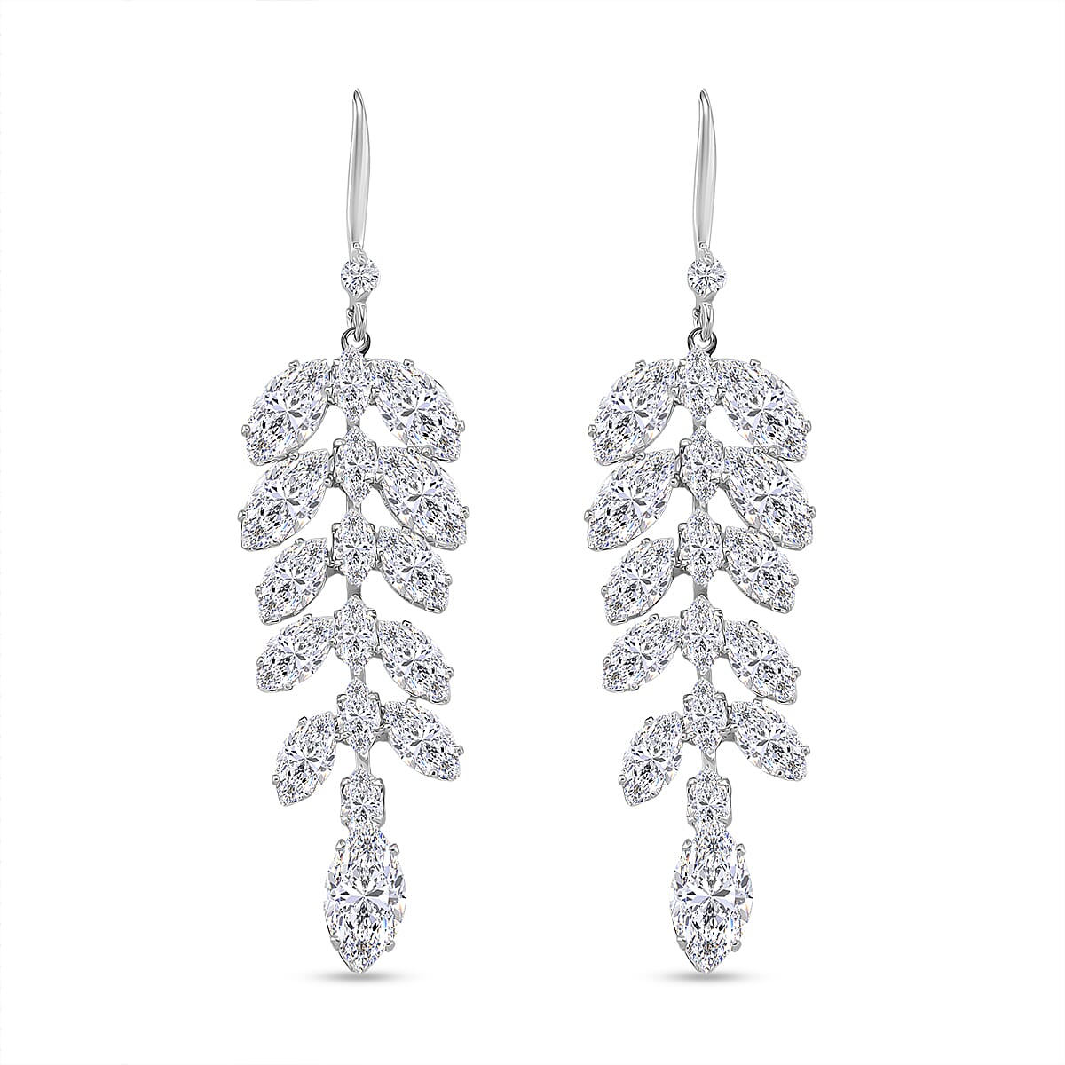 2 Piece Set - Austrian White Crystal & Austrian Multi Color Crystal Necklace (Size - 18-2 Inch Ext) & Dangling Earring in White Gold Plated