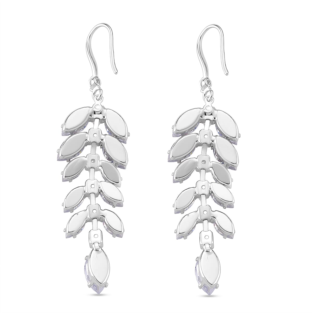 2 Piece Set - Austrian White Crystal & Austrian Multi Color Crystal Necklace (Size - 18-2 Inch Ext) & Dangling Earring in White Gold Plated