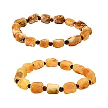 Set of 2 - Amber Stone Bracelet (Size 7 Stractable) 60.00 Ct.