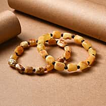 Set of 2 - Amber Stone Bracelet (Size 7 Stractable) 60.00 Ct.