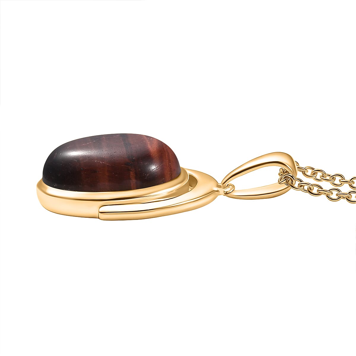 EverTrue Red Tiger Eye Pendant with Chain (Size 20) in Yellow Gold Plated 9.95 Ct.
