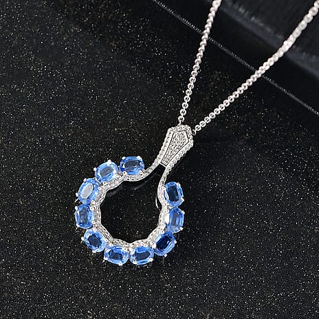 Kashmir Kyanite Pendant with Chain (Size 20) in Platinum Overlay Sterling Silver 2.48 Ct.