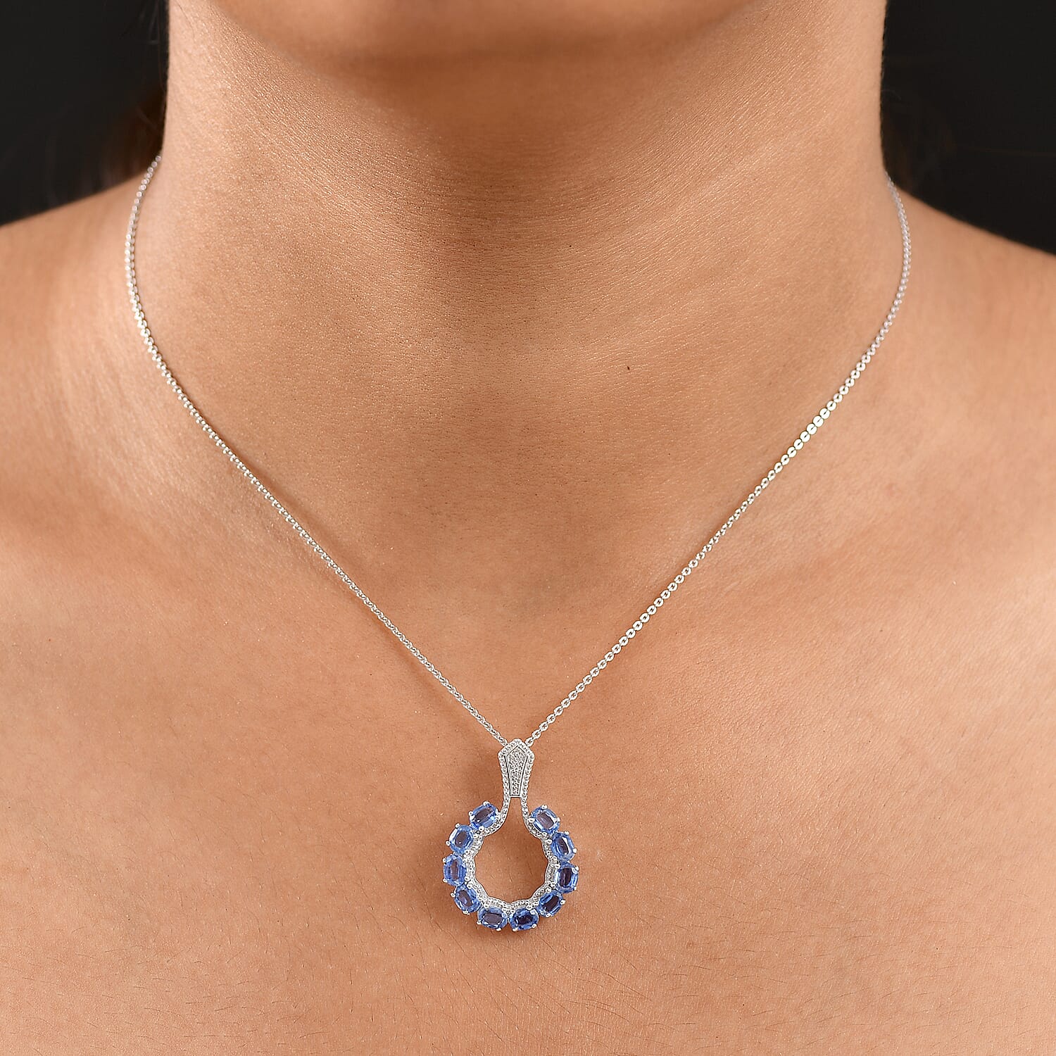 Kashmir Kyanite Pendant with Chain (Size 20) in Platinum Overlay Sterling Silver 2.48 Ct.