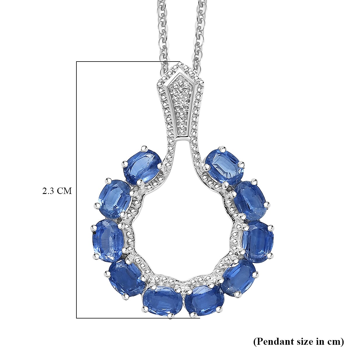 Kashmir Kyanite Pendant with Chain (Size 20) in Platinum Overlay Sterling Silver 2.48 Ct.