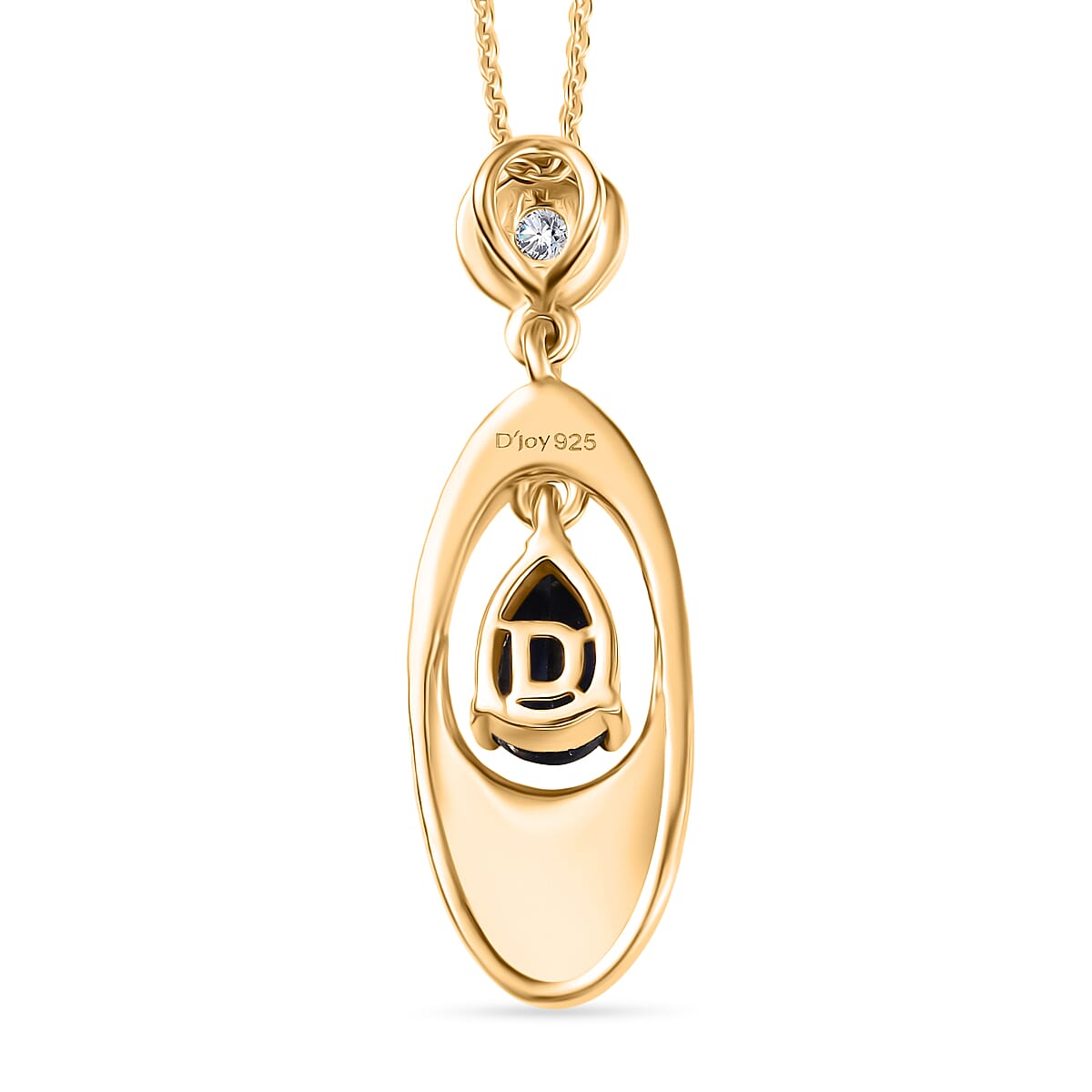 Natural Kashmir Kyanite & White Zircon Pendant with Chain (Size 20) in Yellow Gold Plated Sterling Silver 1.02 Ct.