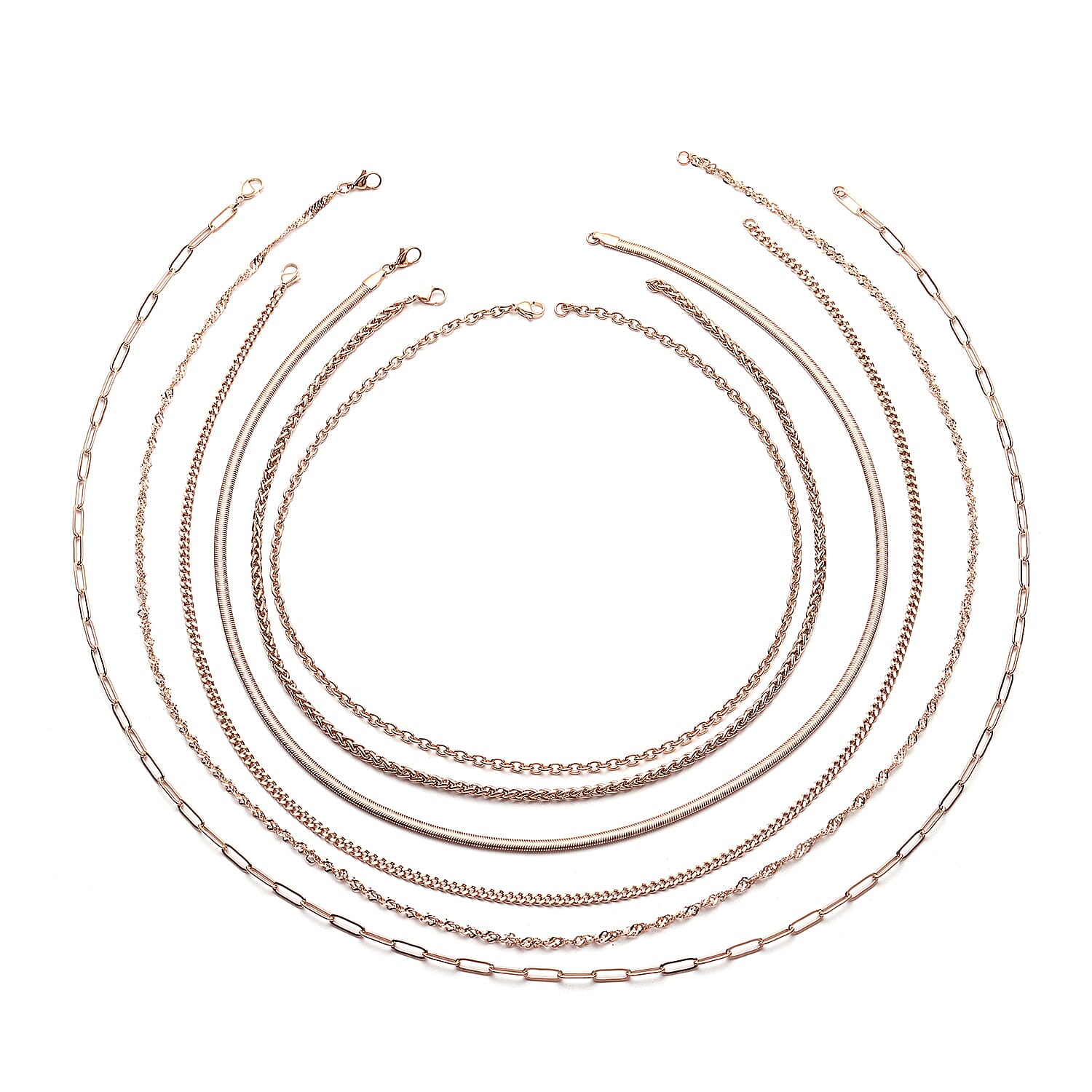 EverTrue Birthday Deal! Set of 16 - 6 Necklaces (Size - 30-24-20), 6 Bracelets (Size - 7 with Extender), 2 Push Back Earrings with Clasp, Storage Box & Magnetic Chain Extender in Rose