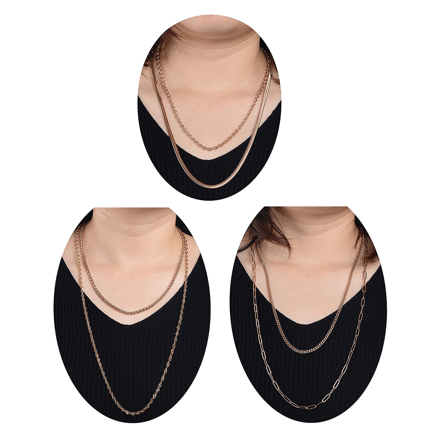 EverTrue Birthday Deal! Set of 16 - 6 Necklaces (Size - 30-24-20), 6 Bracelets (Size - 7 with Extender), 2 Push Back Earrings with Clasp, Storage Box & Magnetic Chain Extender in Rose