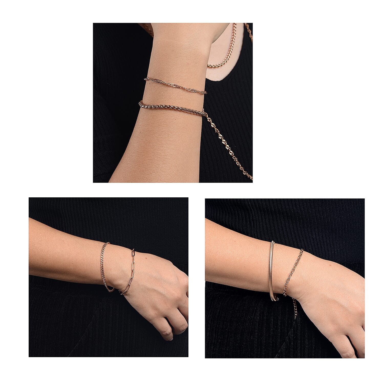 EverTrue Birthday Deal! Set of 16 - 6 Necklaces (Size - 30-24-20), 6 Bracelets (Size - 7 with Extender), 2 Push Back Earrings with Clasp, Storage Box & Magnetic Chain Extender in Rose