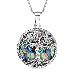 Natures Treasures - Natural Labradorite Tree Of Life Pendant with Chain (Size 20)