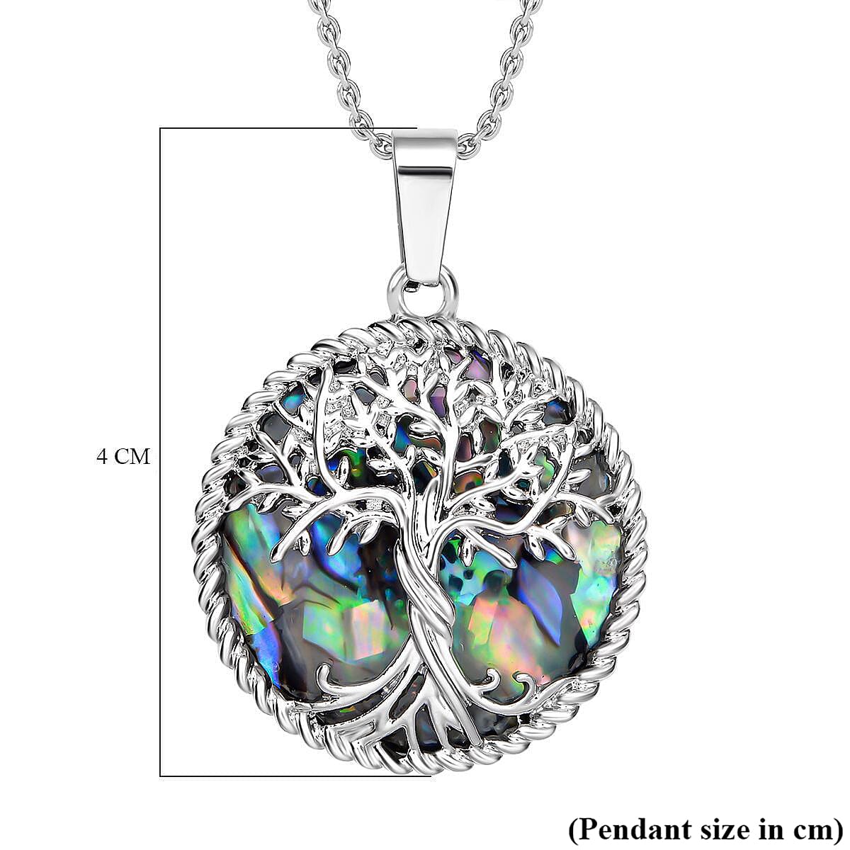 Natures Treasures - Abalone Shell Tree Of Life Pendant with Chain (Size 20)