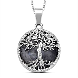 Natures Treasures - Natural Labradorite Tree Of Life Pendant with Chain (Size 20)