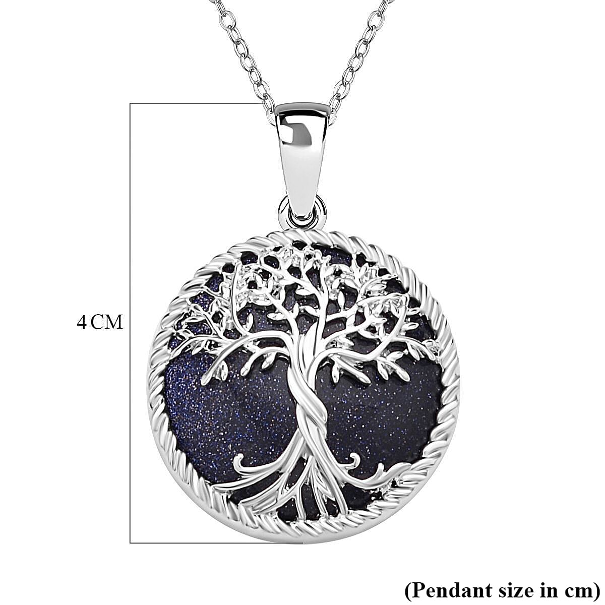 Natures Treasures - Blue Sandstone Tree Of Life Pendant with Chain (Size 20)