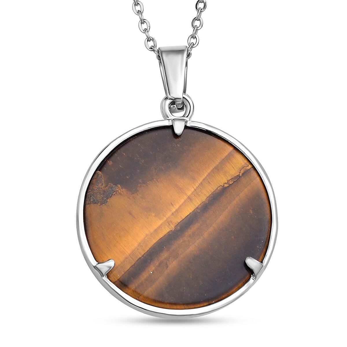 Natures Treasures - Natural Tigers Eye Tree Of Life Pendant with Chain (Size 20)