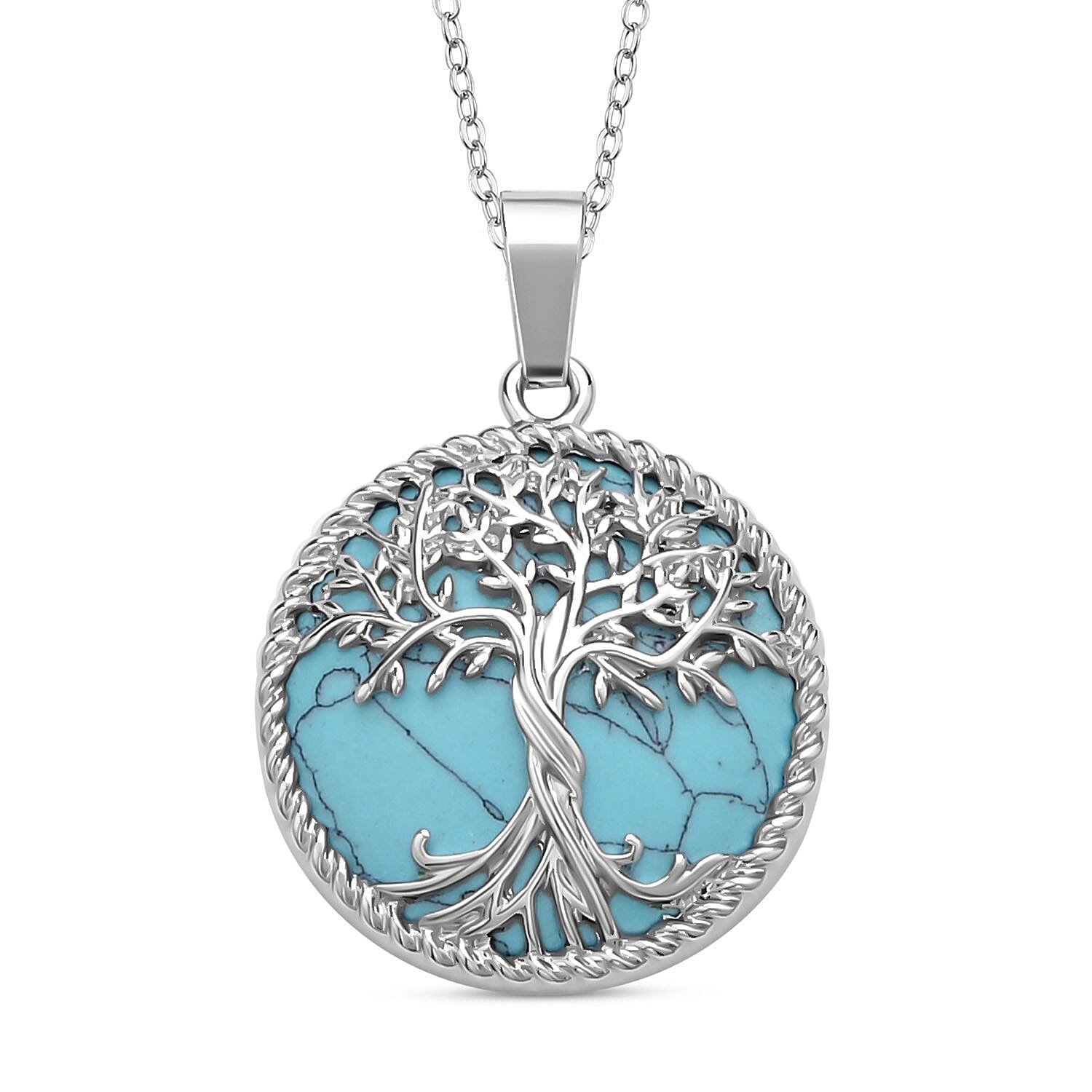 Natures Treasures - Blue Howlite Tree Of Life Pendant with Chain (Size 20)