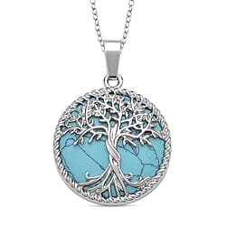 Natures Treasures - Natural Labradorite Tree Of Life Pendant with Chain (Size 20)