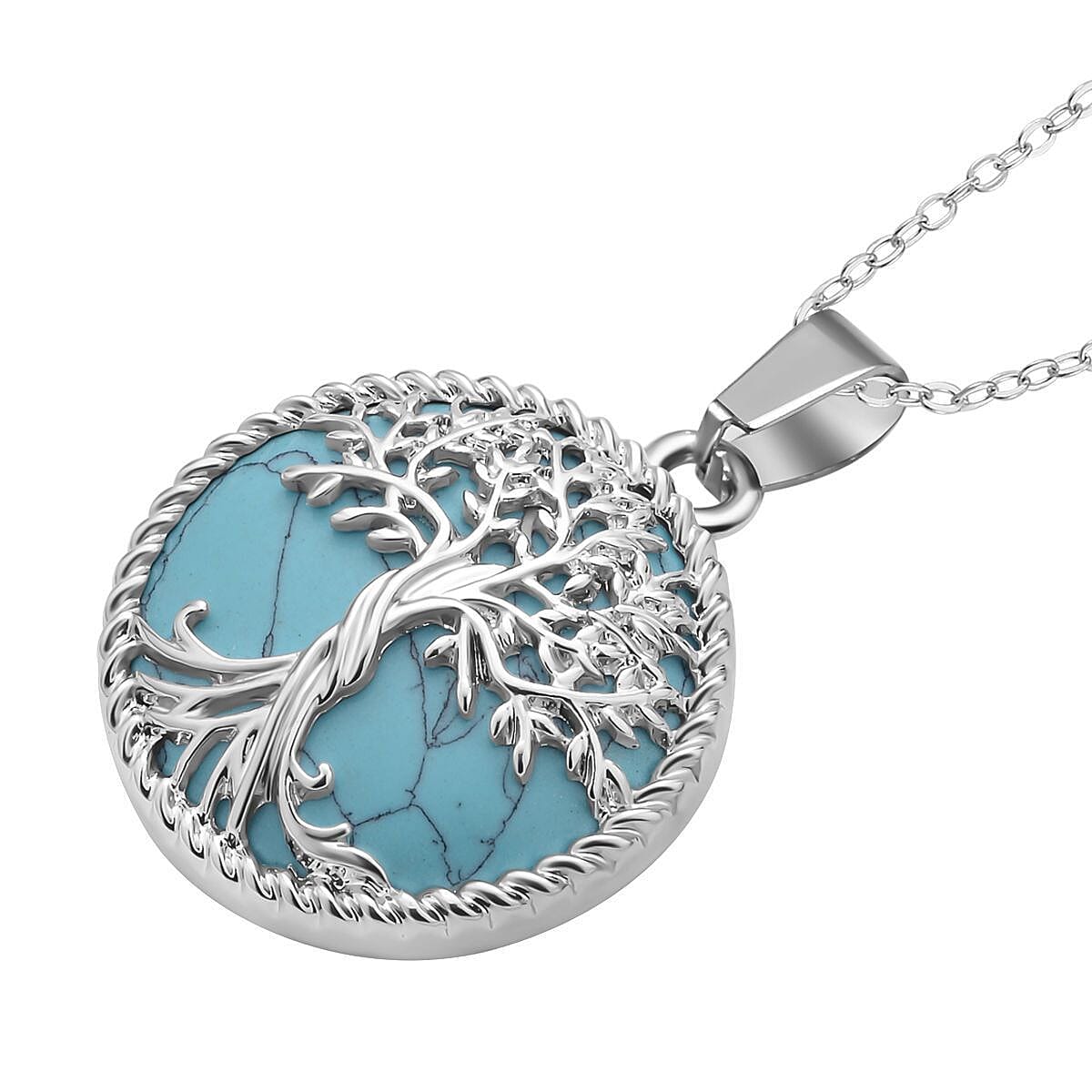 Natures Treasures - Blue Howlite Tree Of Life Pendant with Chain (Size 20)