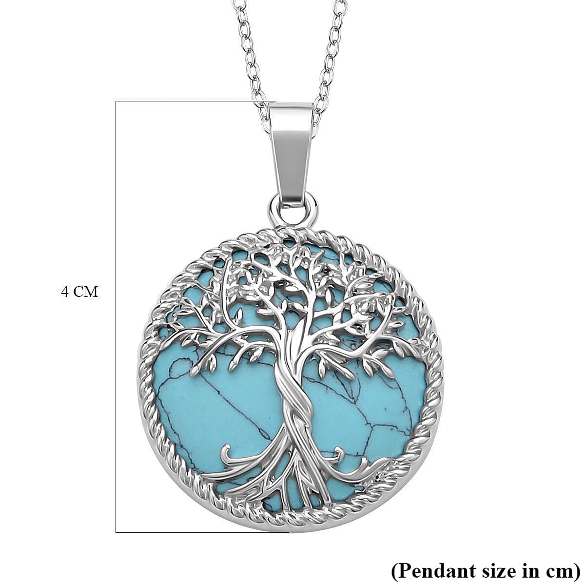 Natures Treasures - Blue Howlite Tree Of Life Pendant with Chain (Size 20)