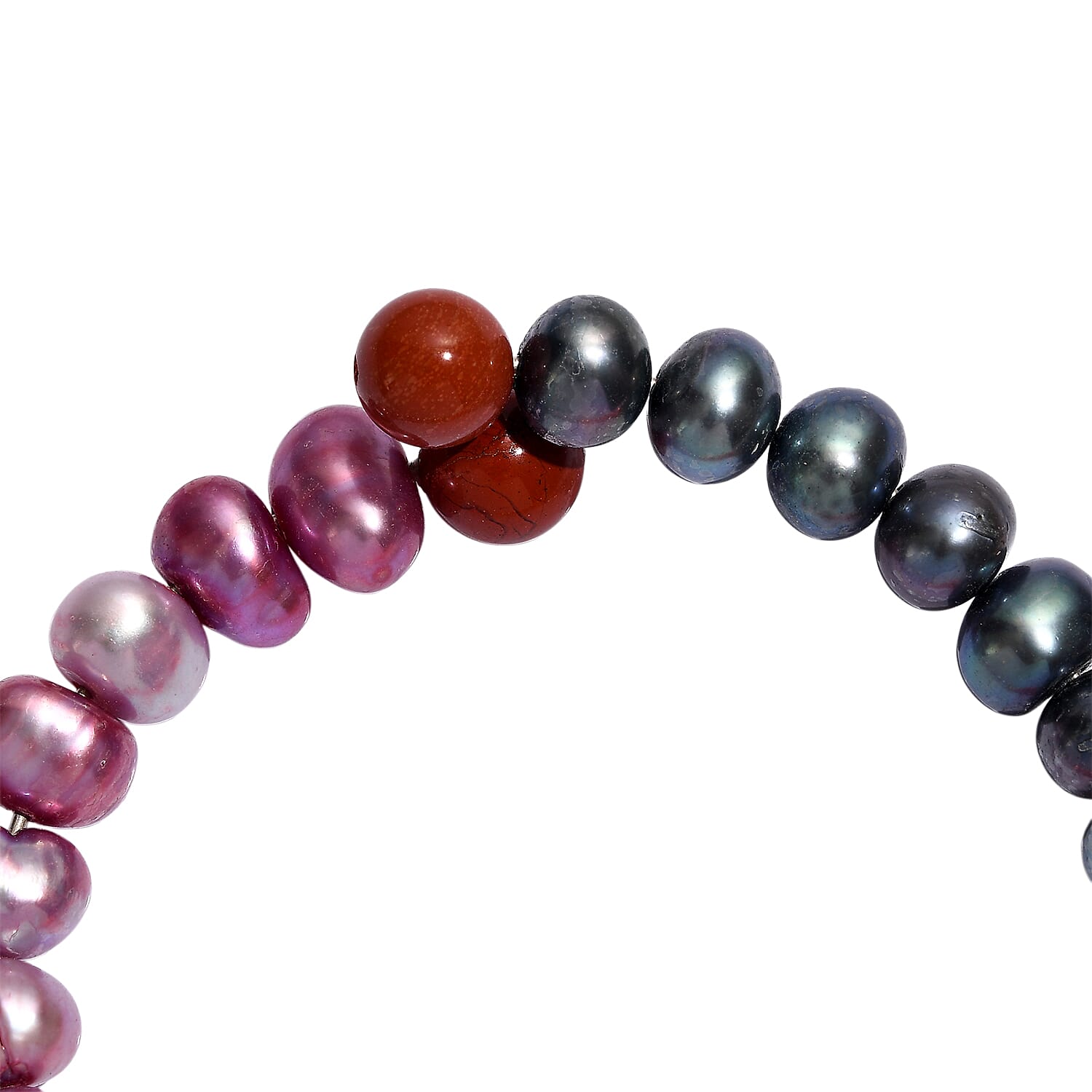 Set of 2 - Multi Color Pearl & Multi Color Agate Adjustable Bangle 145.00 Ct.