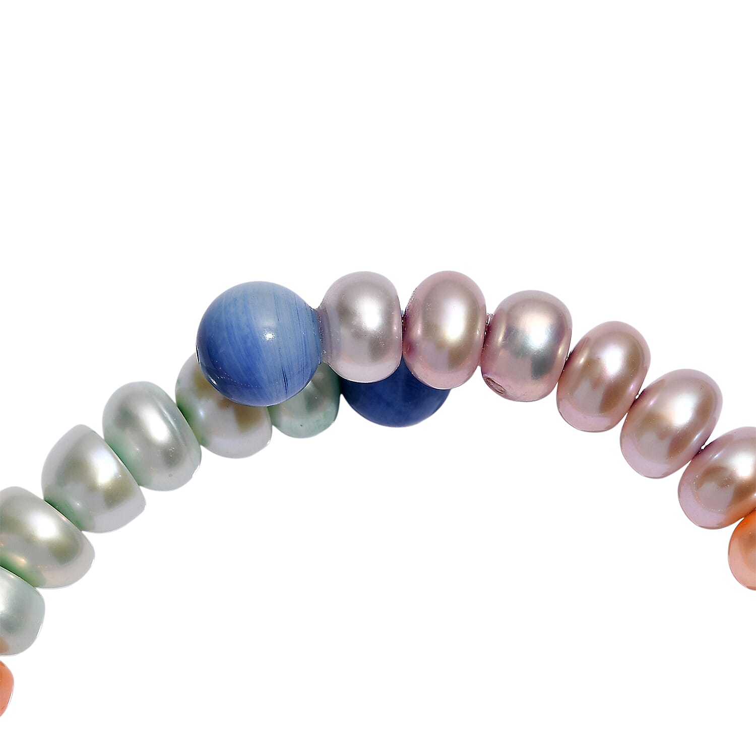 Set of 2 - Multi Color Pearl & Multi Color Agate Adjustable Bangle 145.00 Ct.