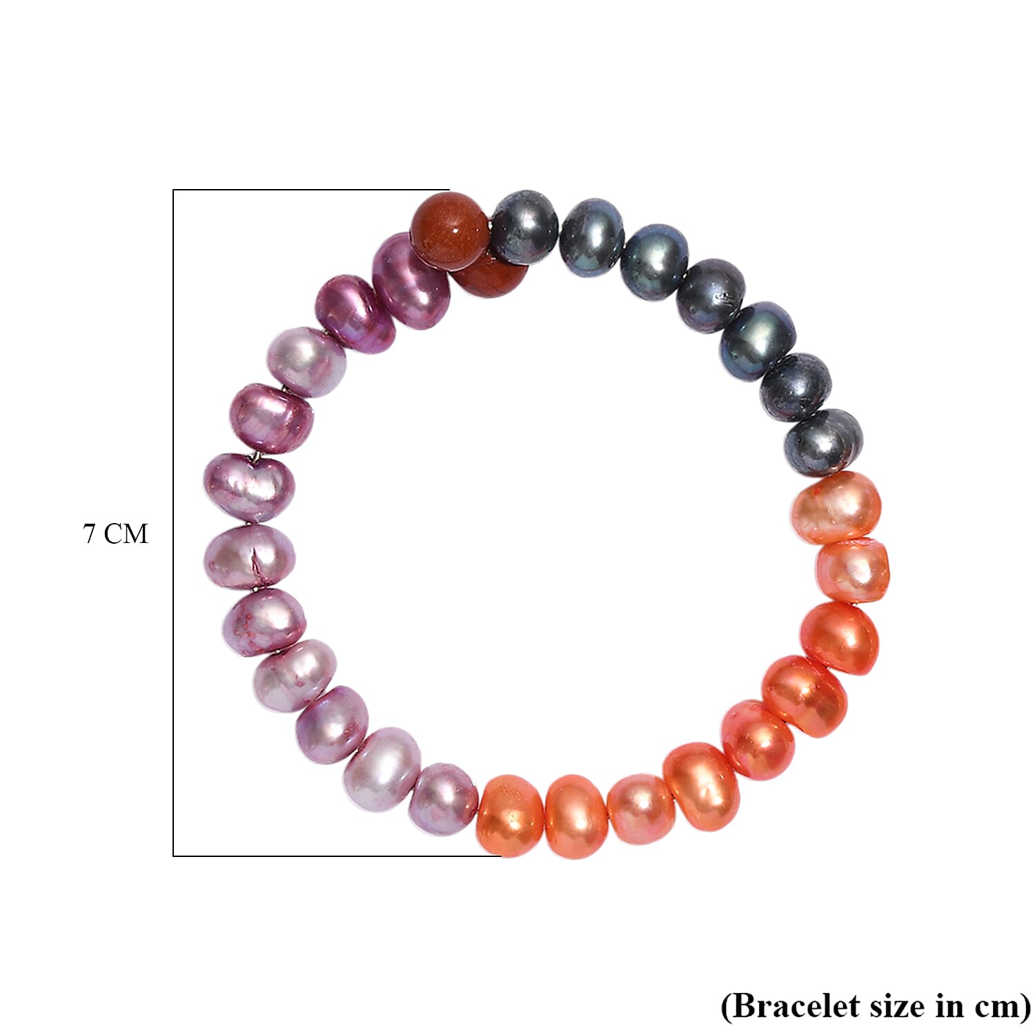 Set of 2 - Multi Color Pearl & Multi Color Agate Adjustable Bangle 145.00 Ct.