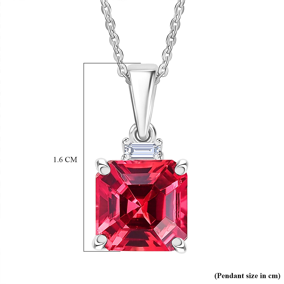 Luxuriant Lab Grown Padparadscha Sapphire & Lab Grown Diamond (SI-GH) Pendant with Chain (Size 20) in Rhodium Overlay Sterling Silver 3.49 Ct.