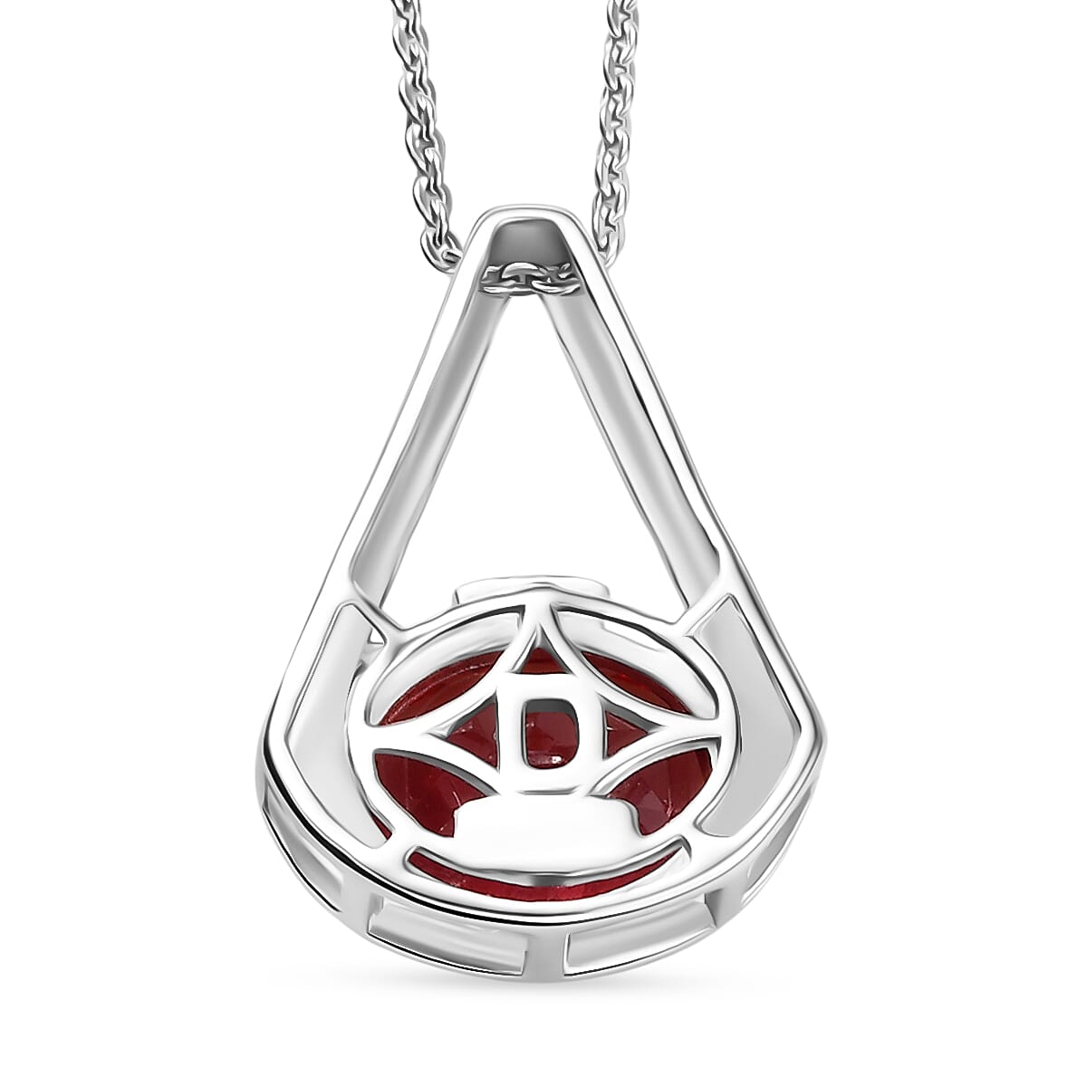 D'Joy Lab Grown Padparadscha Sapphire Pendant with Chain (Size 20) in Platinum Overlay Sterling Silver 5.43 Ct.