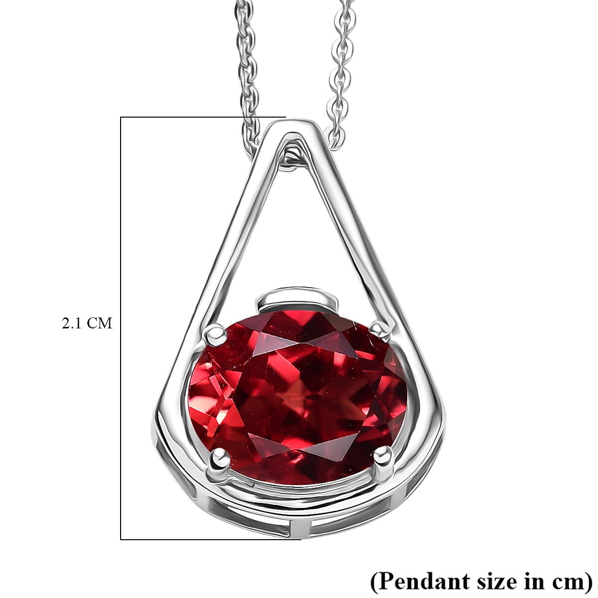 D'Joy Lab Grown Padparadscha Sapphire Pendant with Chain (Size 20) in Platinum Overlay Sterling Silver 5.43 Ct.