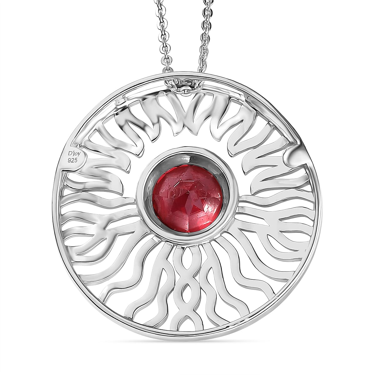 D'Joy Lab Grown Padparadscha Sapphire Pendant with Chain (Size 20) in Yellow Gold & Platinum Overlay Sterling Silver 2.80 Ct, Silver Wt. 5.96 Gms.