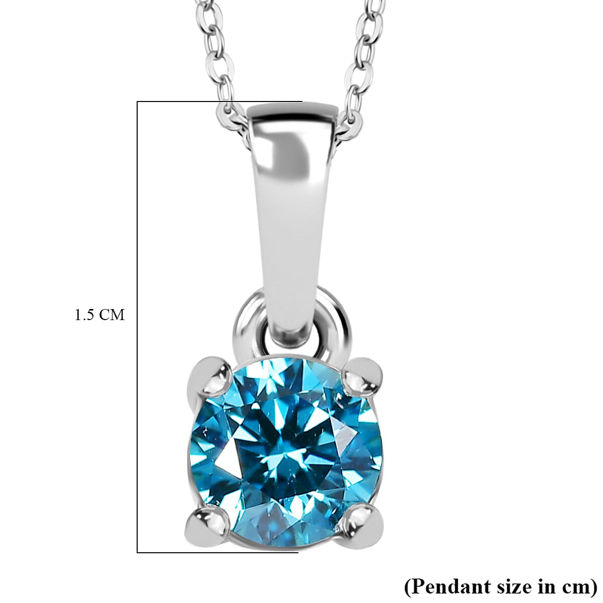 Luxuriant Lab Grown Blue Diamond (VS-EF) Pendant with Chain (Size 20) in Rhodium Overlay Sterling Silver 0.51 Ct.