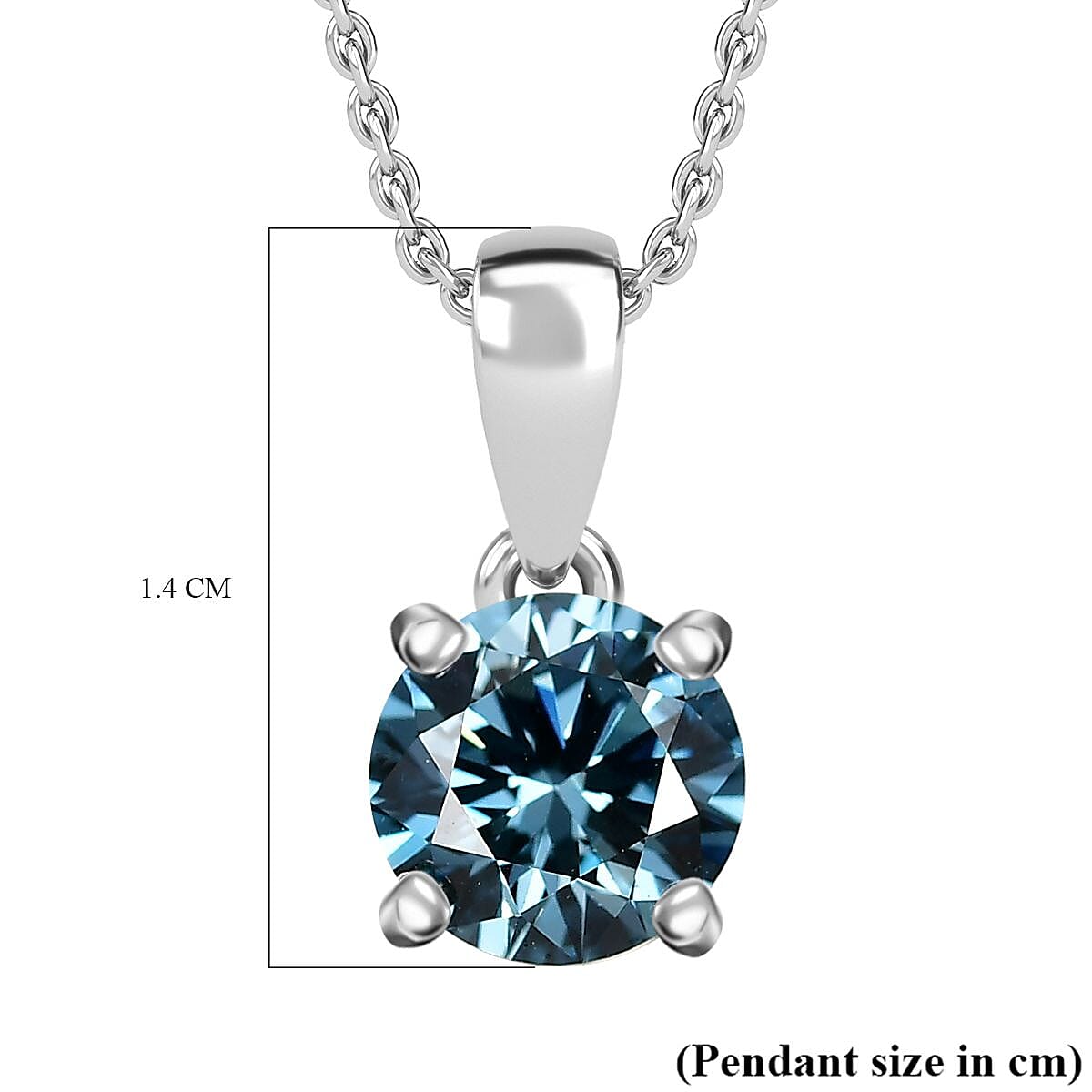 Luxuriant Lab Grown Blue Diamond (VS-E-F) Pendant with Chain (Size 20) in Rhodium Overlay Sterling Silver 1.00 Ct.