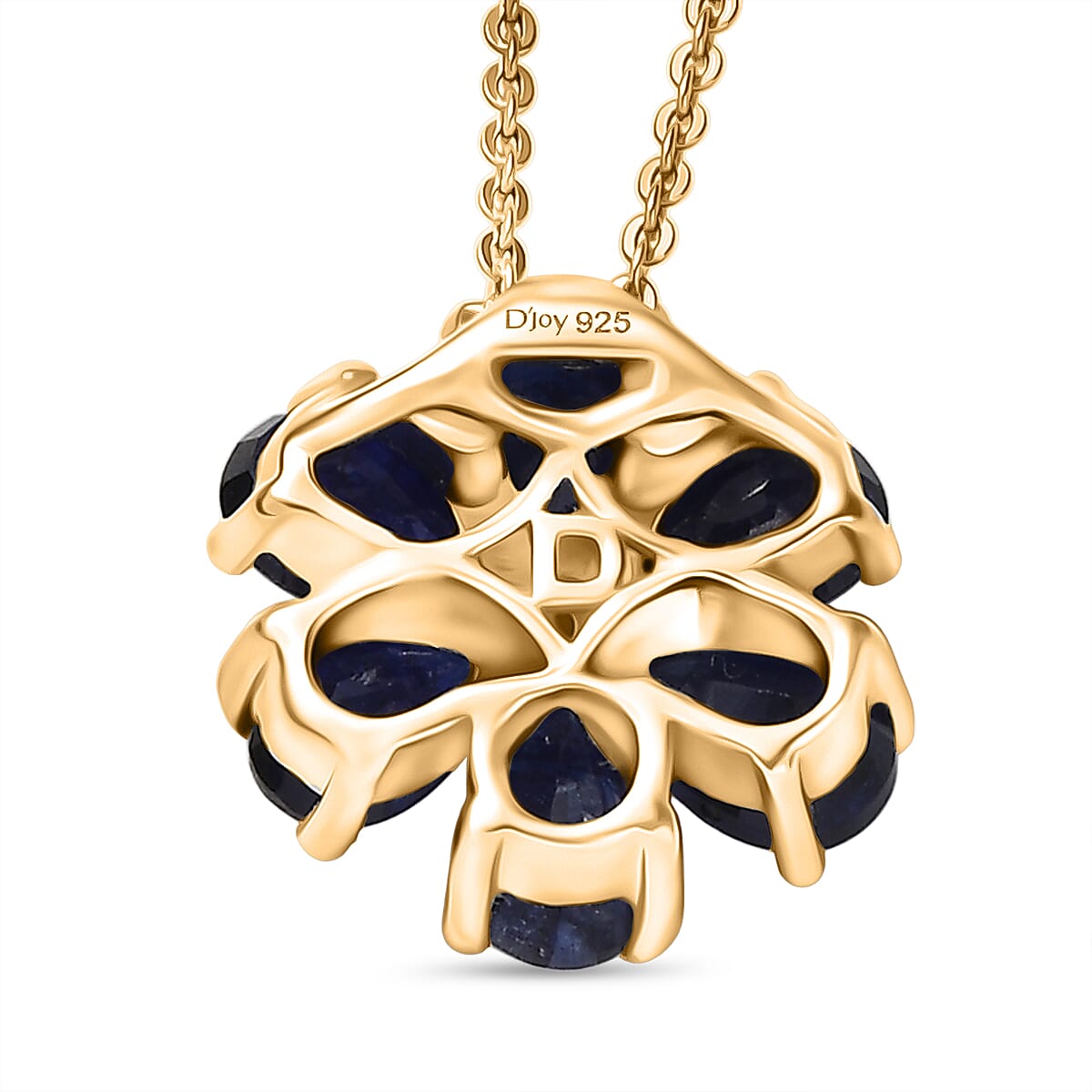 Masoala Sapphire & White Zircon Pendant with Chain (Size 20) in Yellow Gold Plated Sterling Silver 1.82 Ct.
