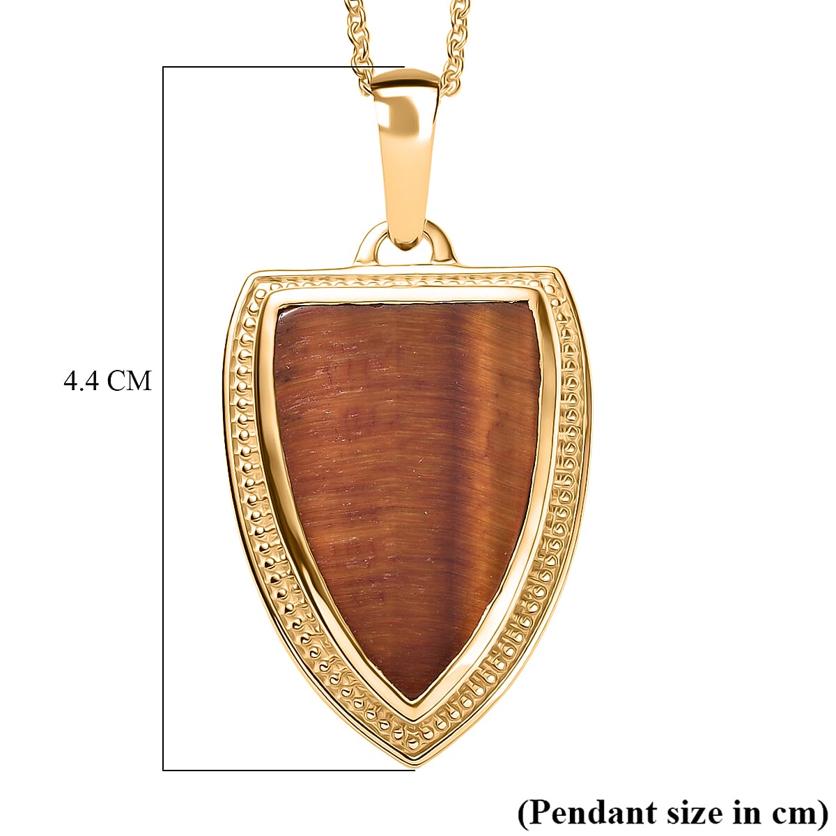 EverTrue Red Tiger Eye Pendant with Chain (Size 20) in Yellow Gold Plated 16.14 Ct.