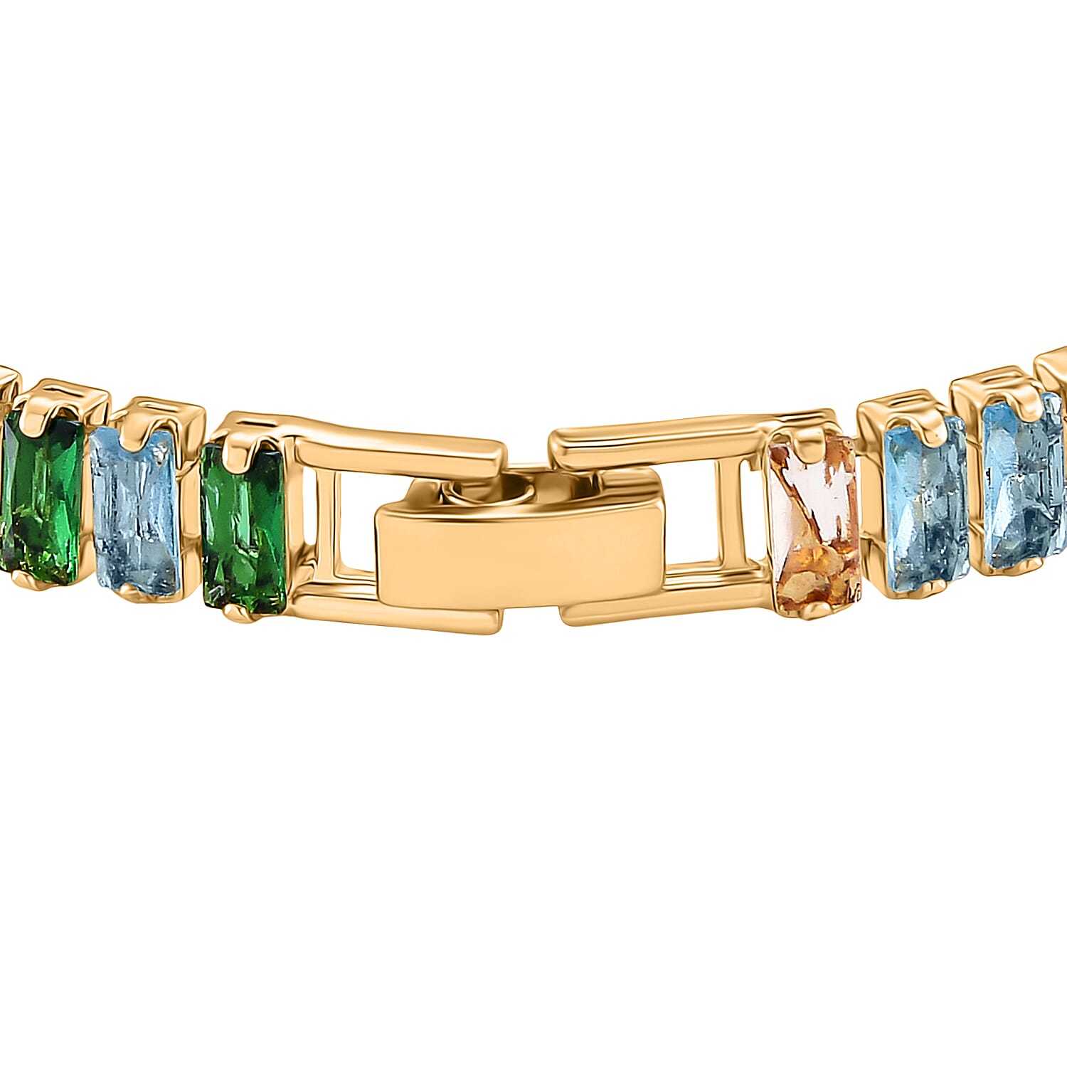 Set of 2 - Green Glass, Blue Glass & Multi Colour Cubic Zirconia Tennis Bracelet (Size - 7) & Earring with Clasp 19.50 Ct.