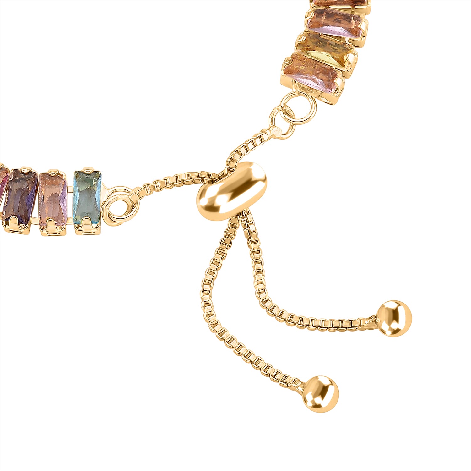 Set of 2 - Multi Color Cubic Zirconia Adjustable Bracelet (Size 6.5-9.5) & Earring with Clasp 20.00 Ct.