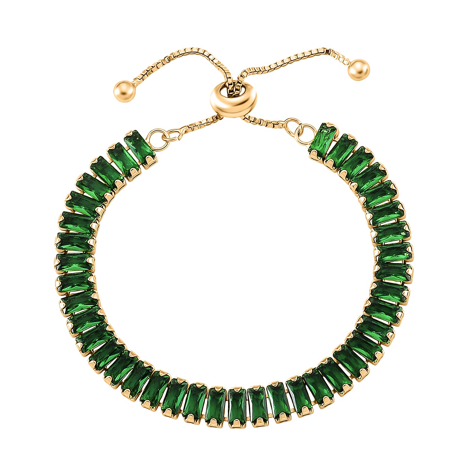 Set of 2 - Austrian Green Crystal Adjustable Bracelet (Size 6.5-9.5) & Earring with Clasp 11.00 Ct.
