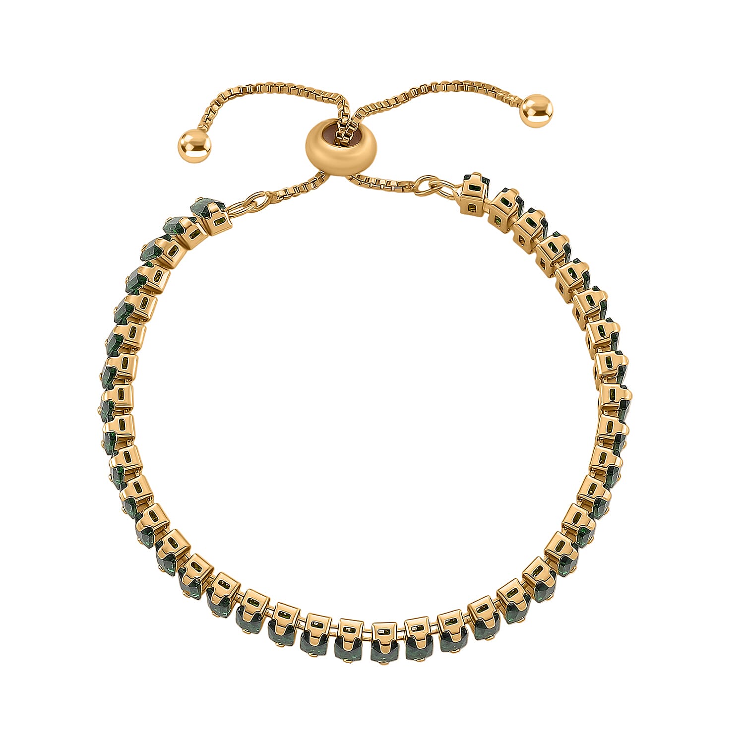 Set of 2 - Austrian Green Crystal Adjustable Bracelet (Size 6.5-9.5) & Earring with Clasp 11.00 Ct.